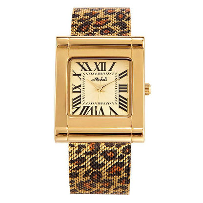 Fashion Steel Belt Leopard Print Square Watch - Waterproof & Stylish for Women - Buy Center
