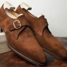 Men's Belt Buckle Shoes - Premium Brown & Dark Suede Formal Footwear - Buy Center