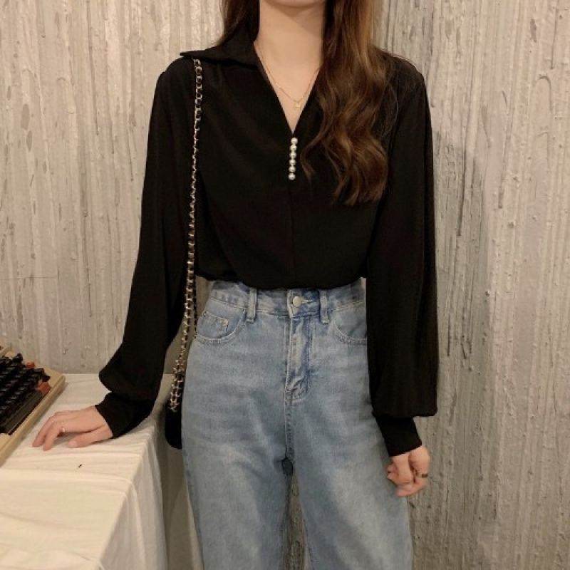 Niche Loose Long Sleeve Top - Versatile Blouse in Stylish Colors - Buy Center