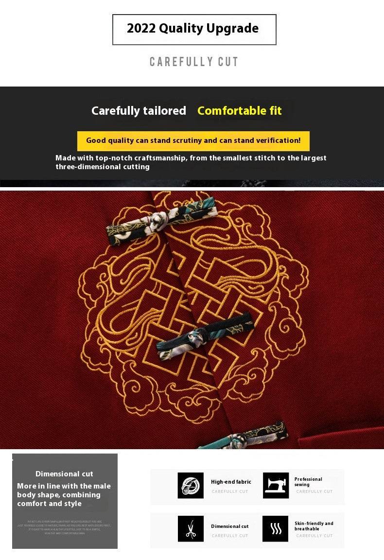 Buycenter Embroidered Chinese Coat - Stylish Buckle Design in Various Colors - Buy Center