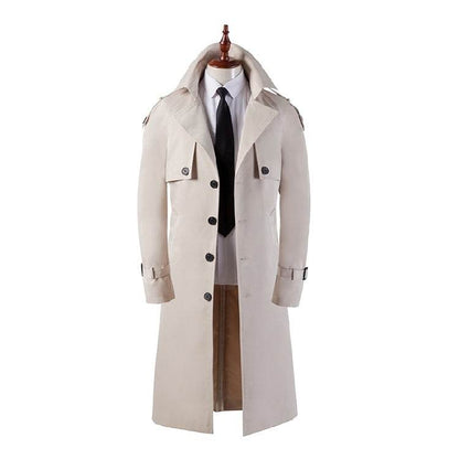 Buycenter Men's Slim Trench Coat - Stylish Over-the-Knee Fashionwear - Buy Center