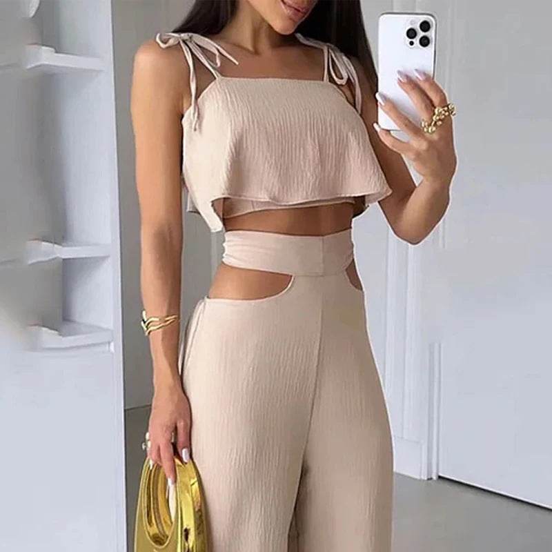 Elegant Cross-border Solid Color Sling Top Jumpsuit - Casual & Chic - Buy Center