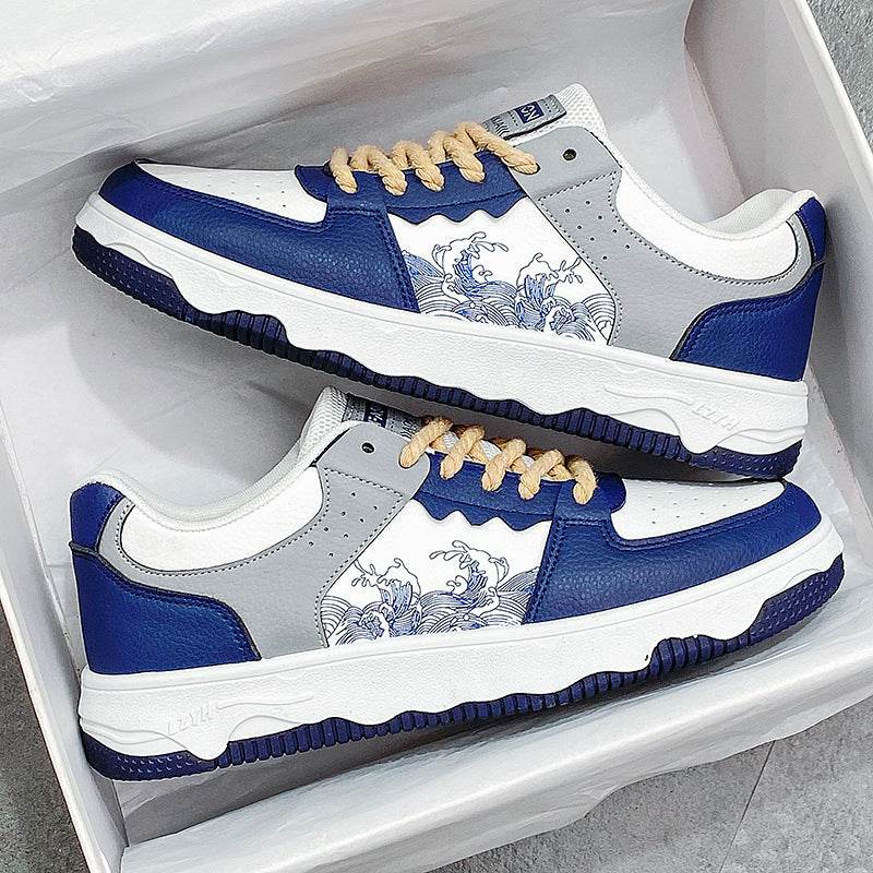 Versatile Low-Top Sneakers for Men - Stylish Light Blue & Beige Options - Buy Center