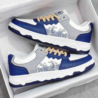 Versatile Low-Top Sneakers for Men - Stylish Light Blue & Beige Options - Buy Center