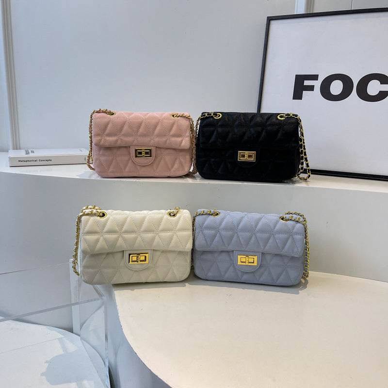 Buycenter High-Grade Rhombus Chain Tote Bag - Milky White, Black, Pink, Blue - Buy Center