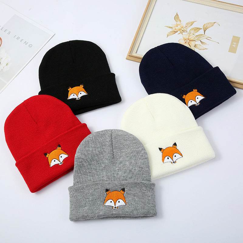 Buycenter Fashion Fox Embroidery Knitted Hat - Cozy & Versatile for All Seasons - Buy Center