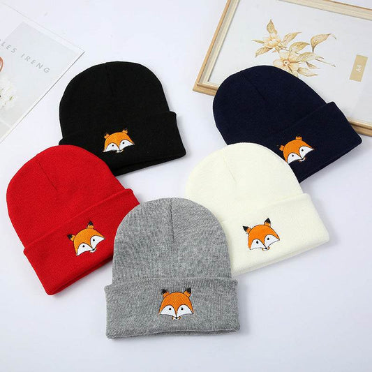Buycenter Fashion Fox Embroidery Knitted Hat - Cozy & Versatile for All Seasons - Buy Center