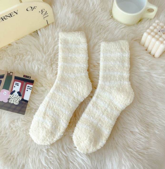Women's Extra Thick Striped Socks - Breathable Coral Fleece Comfort - Buy Center