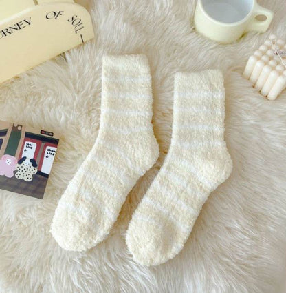 Women's Extra Thick Striped Socks - Breathable Coral Fleece Comfort - Buy Center
