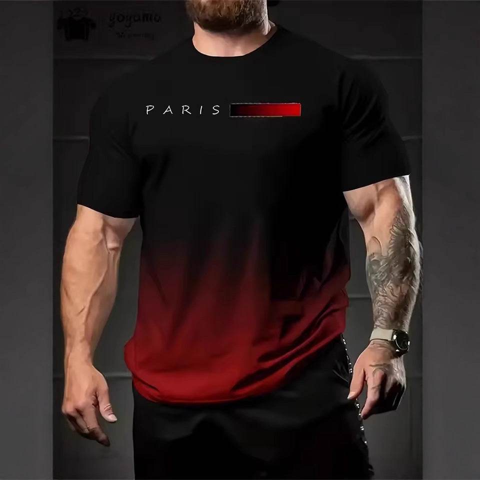 Buycenter 3D Printed Gradient Color Slogan T-Shirt for Men - Summer Style - Buy Center