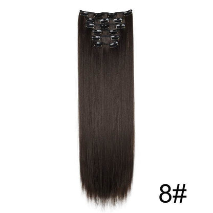 Durable Long Straight Wig Extensions Set - 6-Piece Human Hair Collection - Buy Center