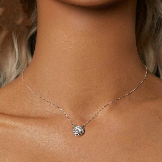 Buycenter Women's Moissanite Horseshoe Necklace - Light Luxury Silver Design - Buy Center