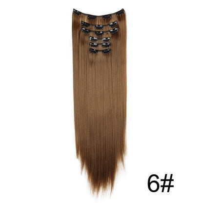Durable Long Straight Wig Extensions Set - 6-Piece Human Hair Collection - Buy Center