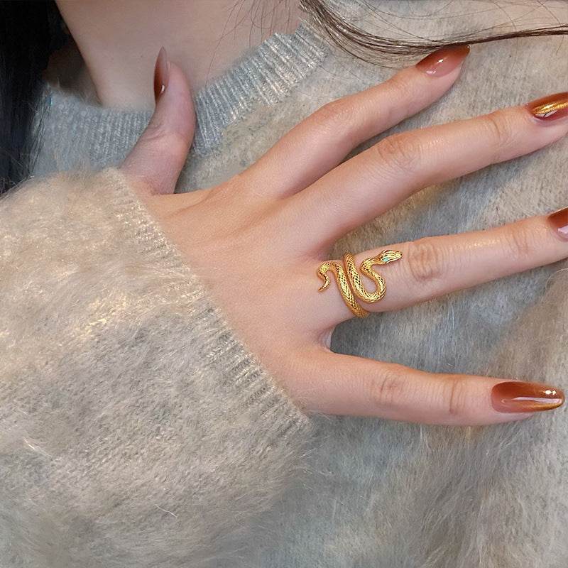 Elegant Real Gold Plated Snake Zircon Ring - Stylish Jewelry Accessory - Buy Center