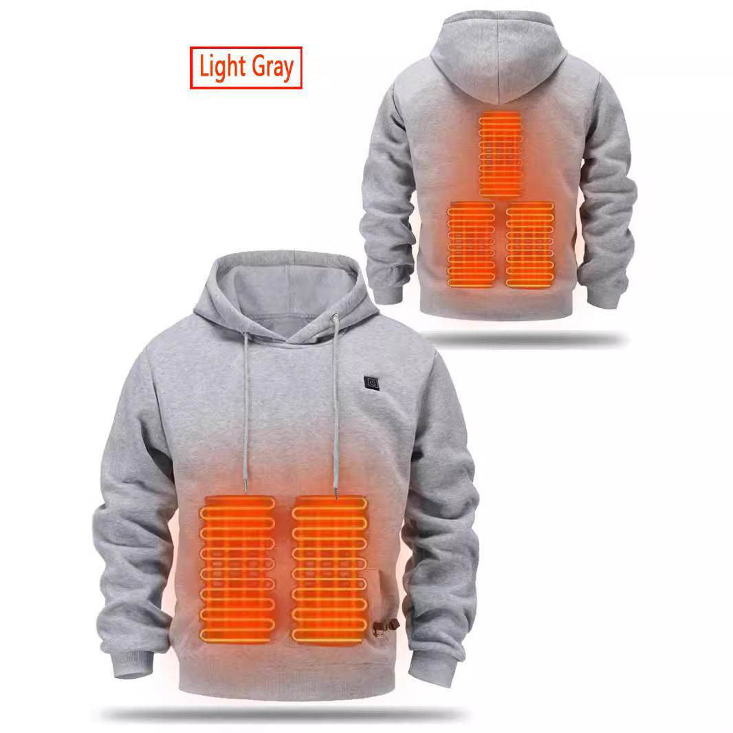 Men's USB Heating Brushed Hoodie - Warm Pullover for Cold Weather 2025 - Buy Center