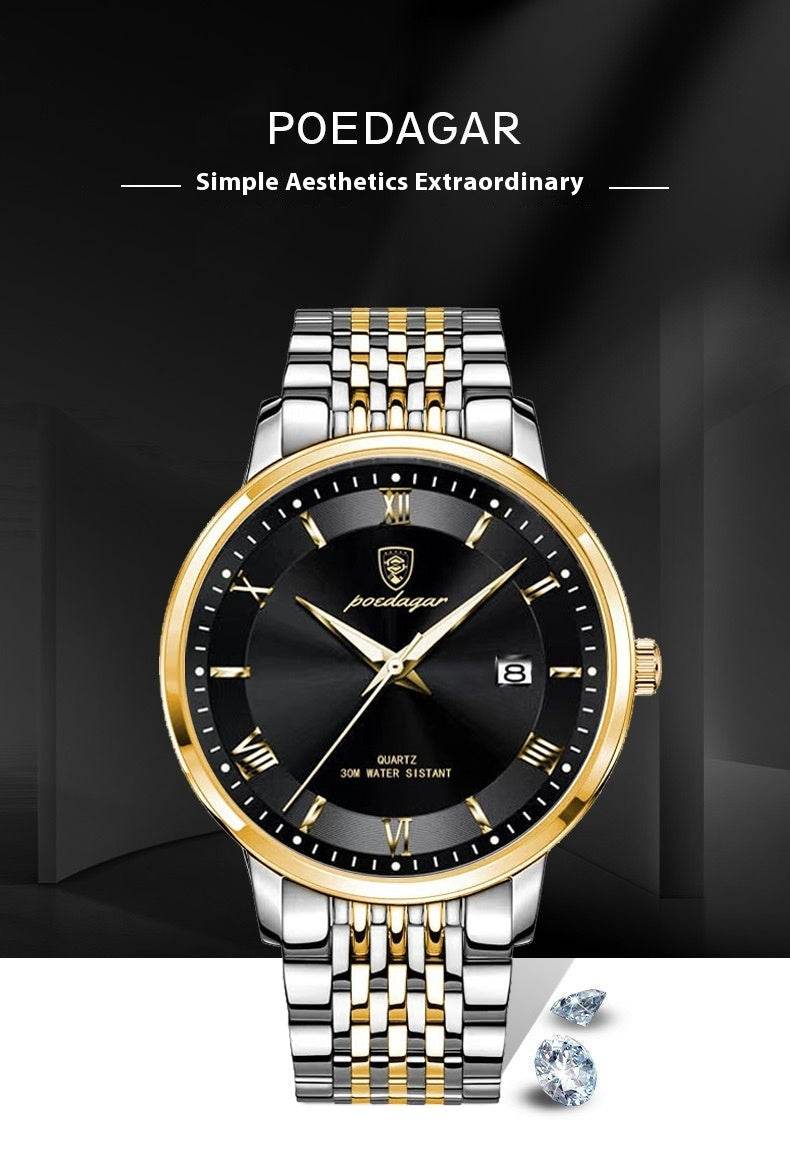 Men's Waterproof Quartz Watch - Luminous Display & Calendar Function - Buy Center