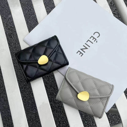 Women's Rhombus Leather Wallet - Compact Luxury in Trendy Colors - Buy Center