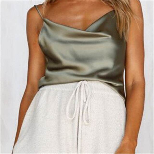 Buycenter Silky Satin Camisole Tank Top - Sleeveless, Purple & Black - Buy Center