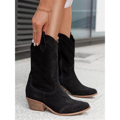 Buycenter Women's Mid Heel Boots - Ethnic Style, Chunky Heel Design - Buy Center