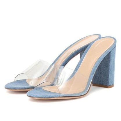 European & American Fashion Sandals - PVC Chunky Heel for Stylish Comfort - Buy Center