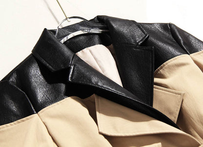 Buycenter Women's Double Breasted Overknee Coat - Stylish Khaki & Black - Buy Center