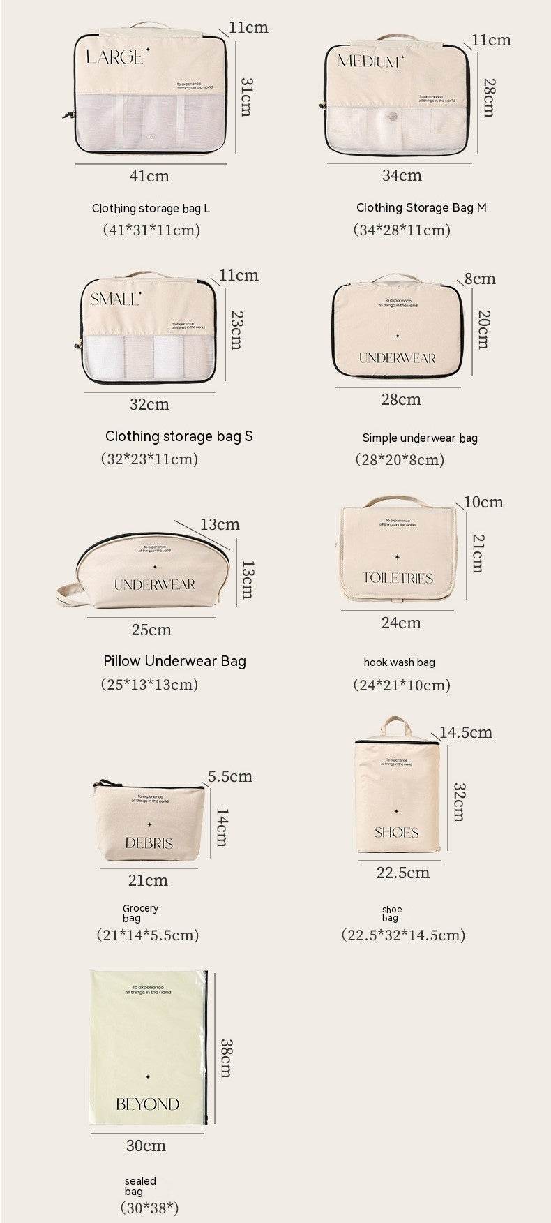 Trendy Travel Storage Bag Set - 5 to 8-Piece Packing for Clothing - Buy Center