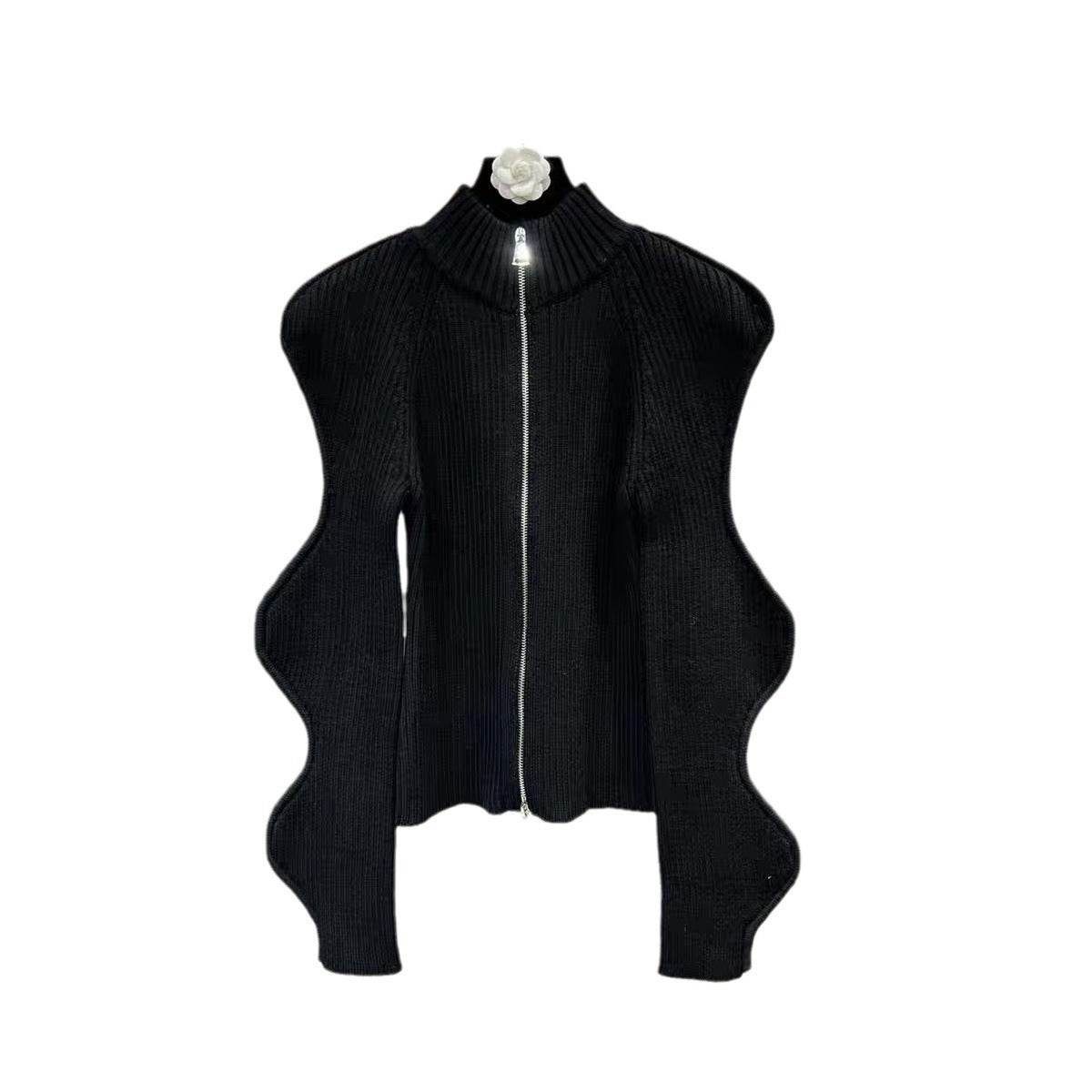 Buycenter Autumn & Winter Stand Collar Zipper Jacket - Long Sleeve Ripple Design - Buy Center