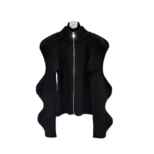Buycenter Autumn & Winter Stand Collar Zipper Jacket - Long Sleeve Ripple Design - Buy Center