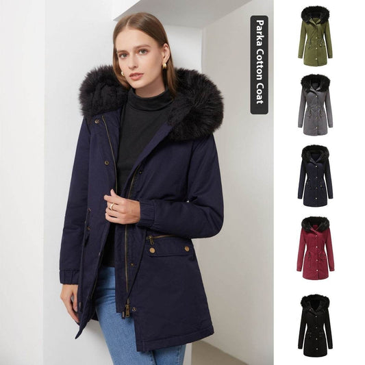 Women's Mid-Length Fur Collar Coat - Stylish Padded Jacket for Commuting - Buy Center