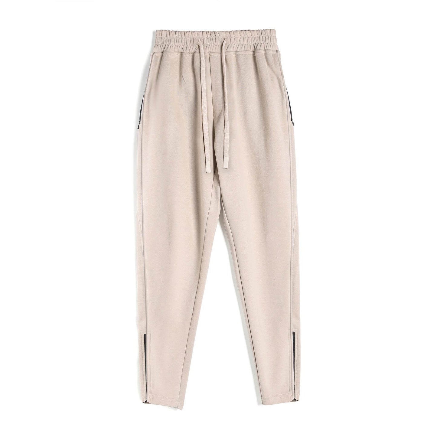Slim Fit Zipper Ankle Banded Pants - Stylish Cropped Sports Trousers - Buy Center