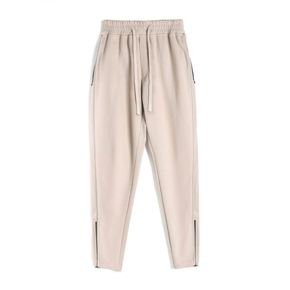Slim Fit Zipper Ankle Banded Pants - Stylish Cropped Sports Trousers - Buy Center