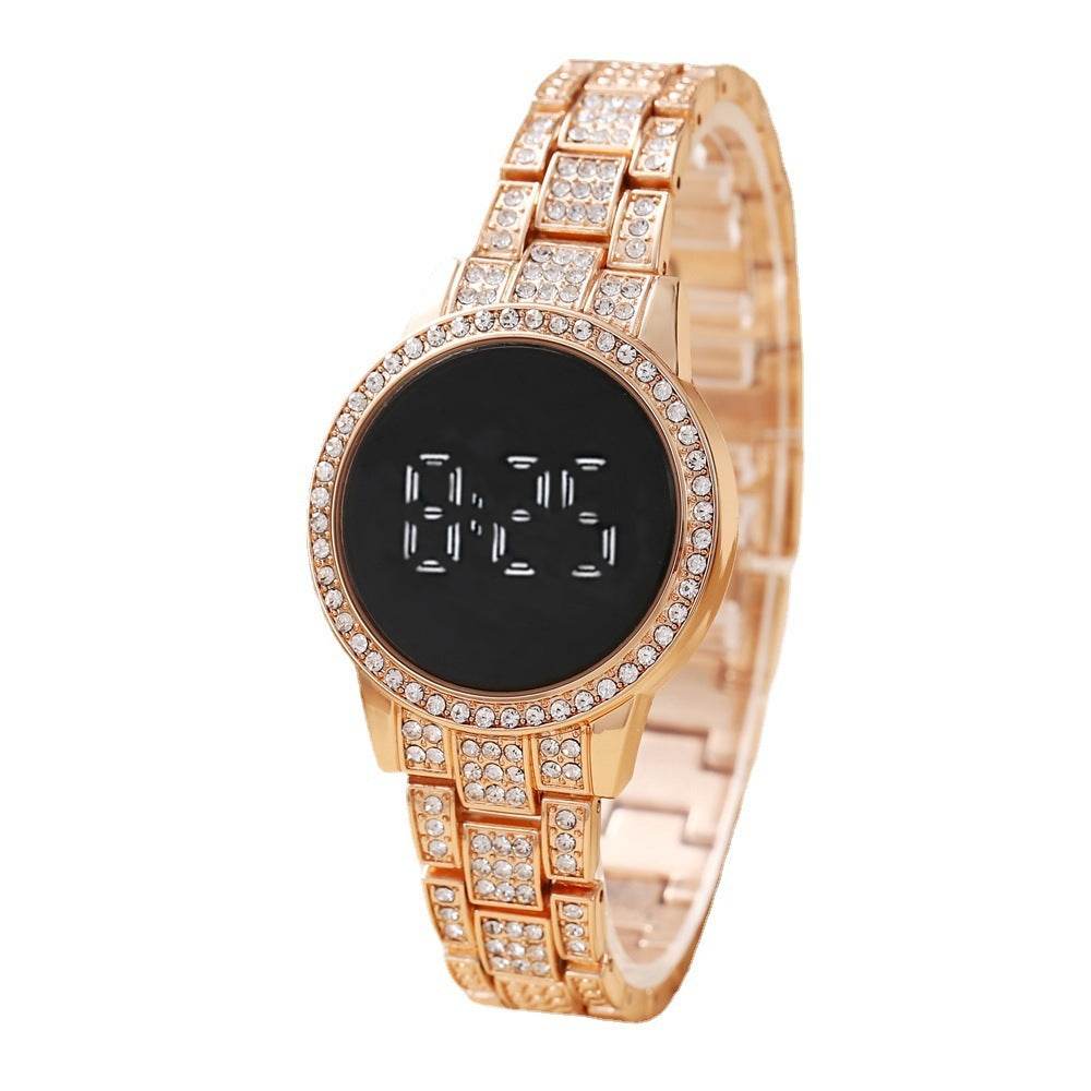 Buy Center Rose Gold LED Touch Screen Watch - Diamonds & Chronograph - Buy Center