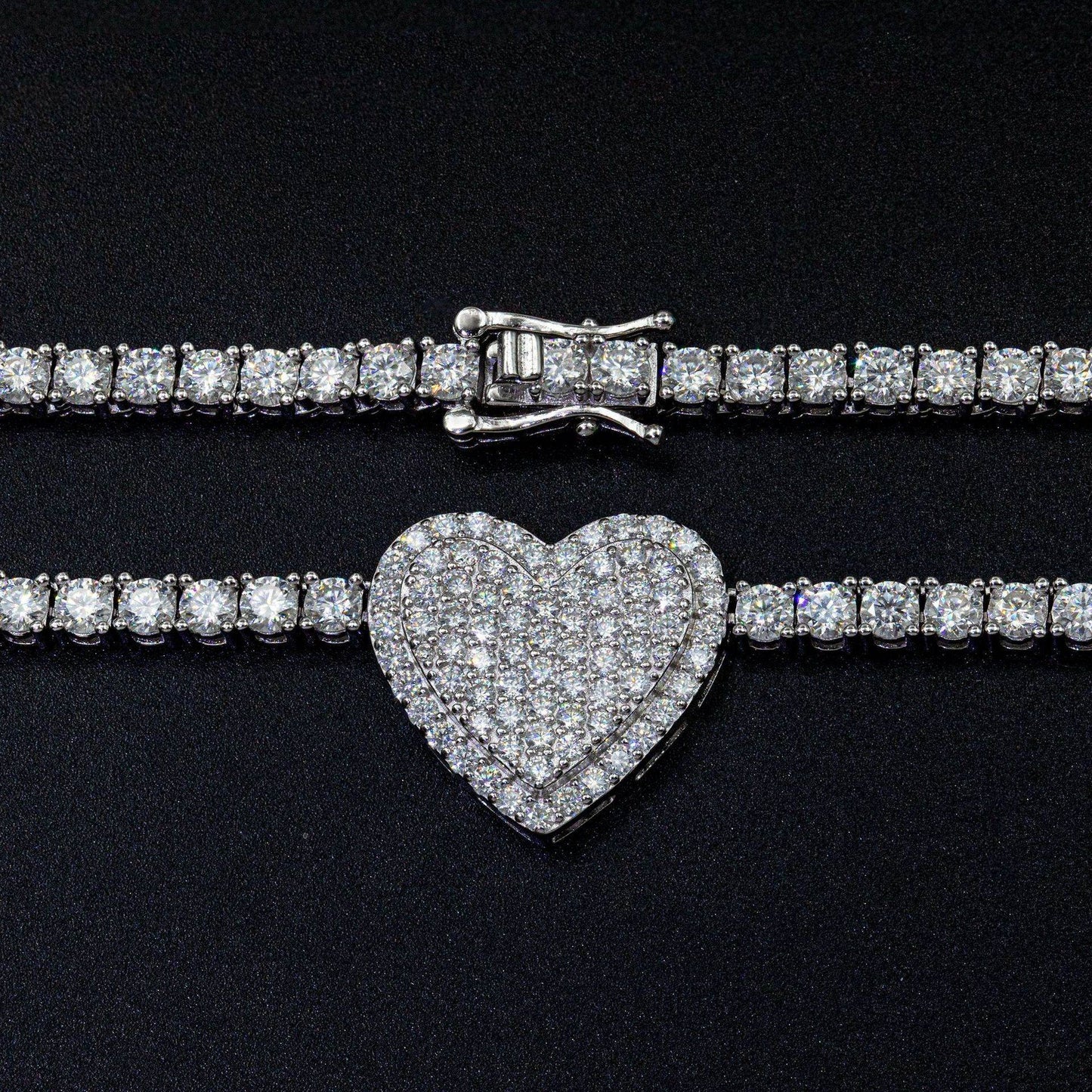 925 Silver Moissani Rose Necklace - Trendy Hip Hop Style Jewelry - Buy Center