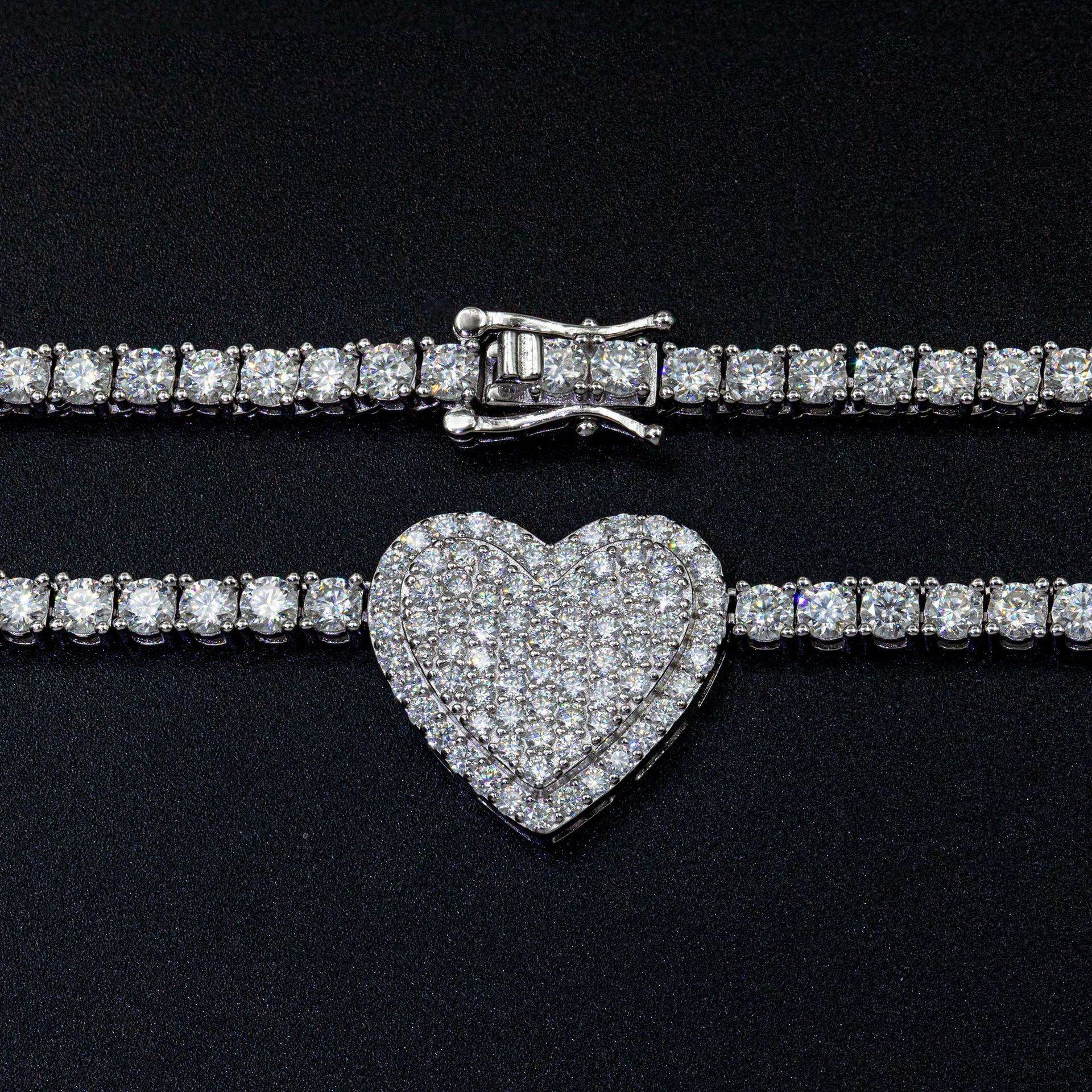 925 Silver Moissani Rose Necklace - Trendy Hip Hop Style Jewelry - Buy Center