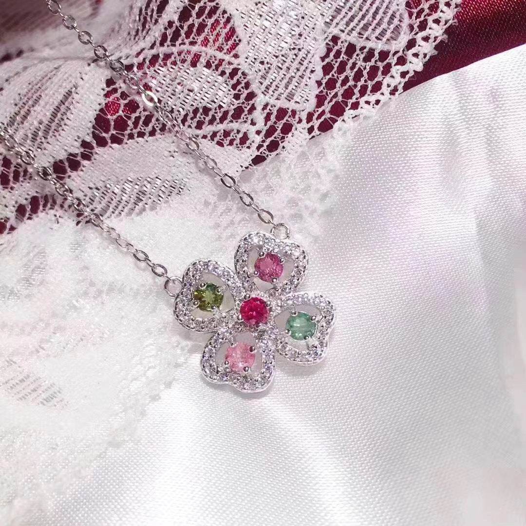 Buycenter S925 Silver Earring Ring Pendant Set - Natural Tourmaline Jewelry - Buy Center