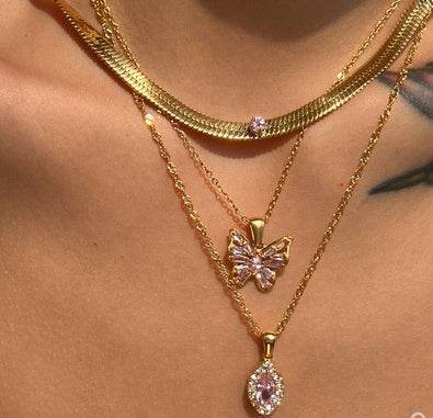 Olive Shaped Horse Eye Zircon Necklace - Stylish Titanium Steel Jewelry - Buy Center