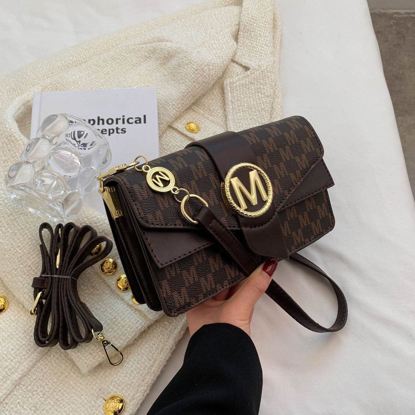 Buycenter Niche Printed Letter Shoulder Bag - Urban Style, Medium Hardness - Buy Center