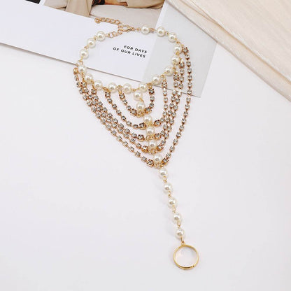 Luxurious Beach Foot Ornaments - Diamond Claw & Pearl Tassel Jewelry - Buy Center
