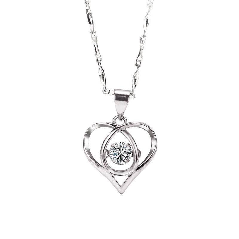 Buy Center Heart-Shaped Smart Pendant Necklace - Diamond-Embedded Clavicle Chain - Buy Center