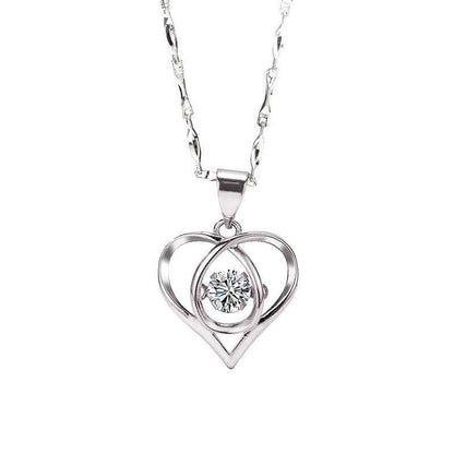 Buy Center Heart-Shaped Smart Pendant Necklace - Diamond-Embedded Clavicle Chain - Buy Center