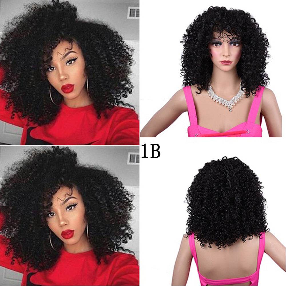 Synthetic Afro Curly Wig for Black Women - High Temp Silk, Stylish Bangs - Buy Center