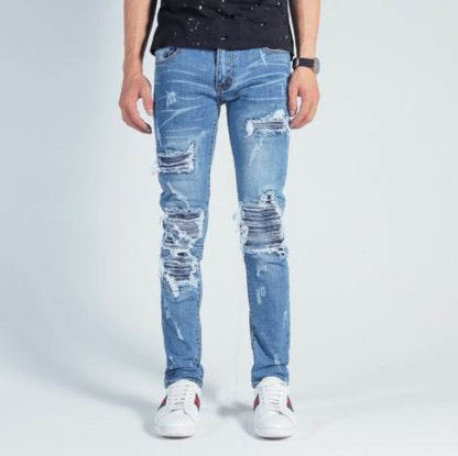 Men's Slim European Denim Trousers - Stylish Cotton Leisure Pants - Buy Center