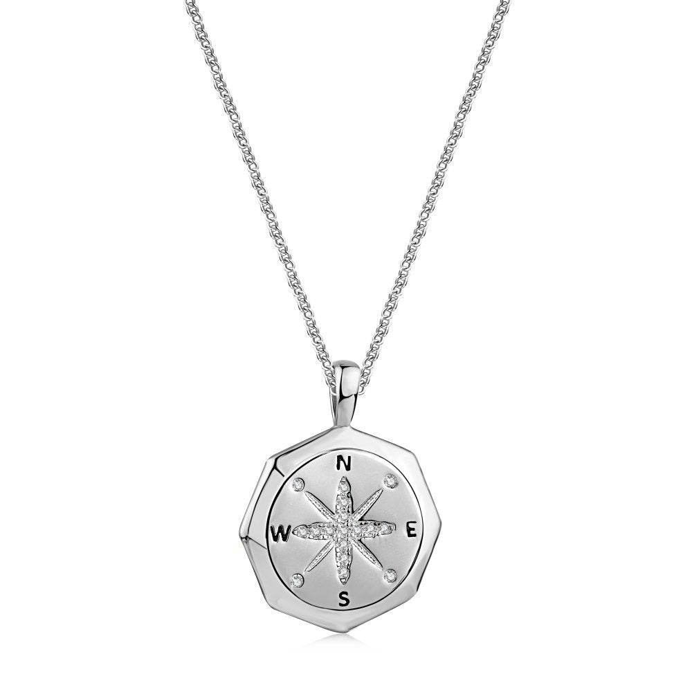 S925 Sterling Silver Compass Necklace - Lucky Star Pendant for Women - Buy Center