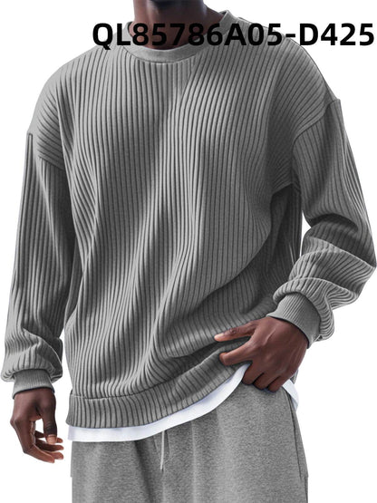 Buycenter Men's Trendy Long Sleeve Round Neck Top - Slim Fit Cardigan - Buy Center