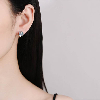 Classic S925 Silver Moissanite Earrings - Elegant Square Design for Women - Buy Center