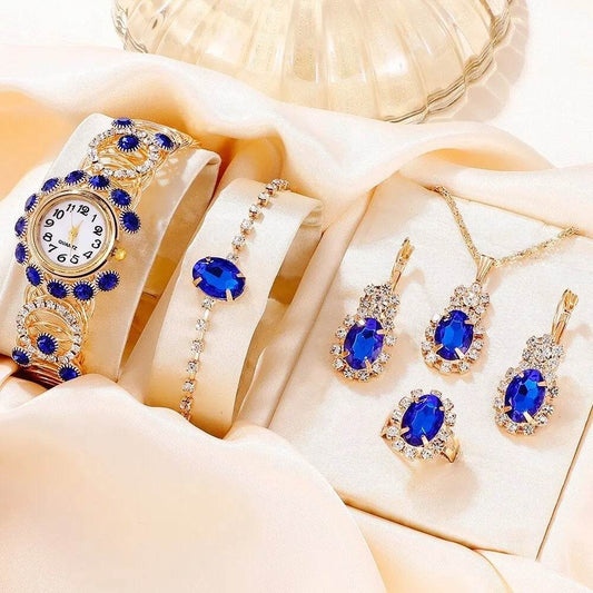 Buy Center Ladies Steel Band Quartz Watch with Sapphire Ornament Set - Buy Center