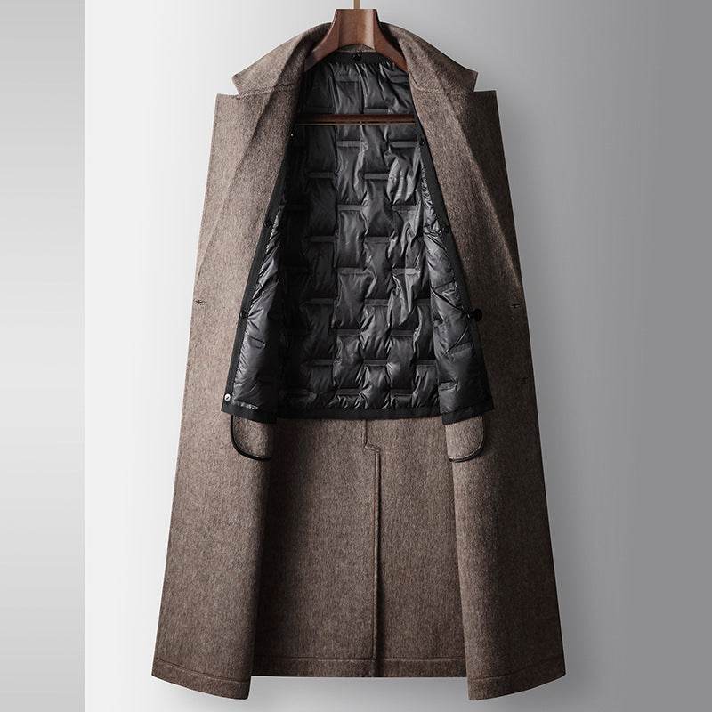 Men's Woolen Coat - Stylish Camel & Gray for Autumn Winter Warmth - Buy Center