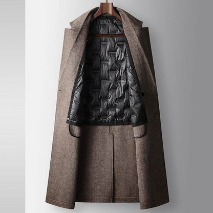 Men's Woolen Coat - Stylish Camel & Gray for Autumn Winter Warmth - Buy Center