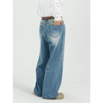 Buycenter Men's Blue Wide Leg Jeans - Loose Fit & Stylish Design - Buy Center