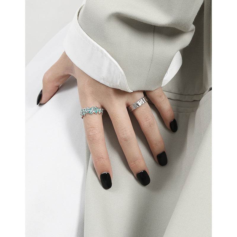 Unique Irregular Texture Silver Ring - Adjustable Ethnic Design for All - Buy Center